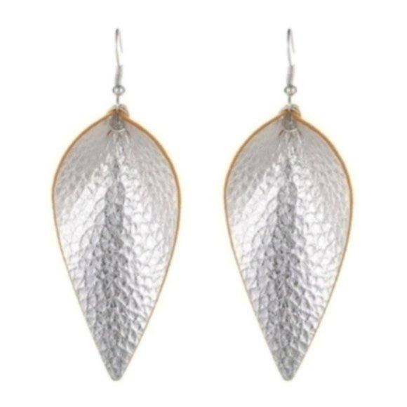 Jewelry - 5 for $25 Silver Leather Leaf Dangle Earrings